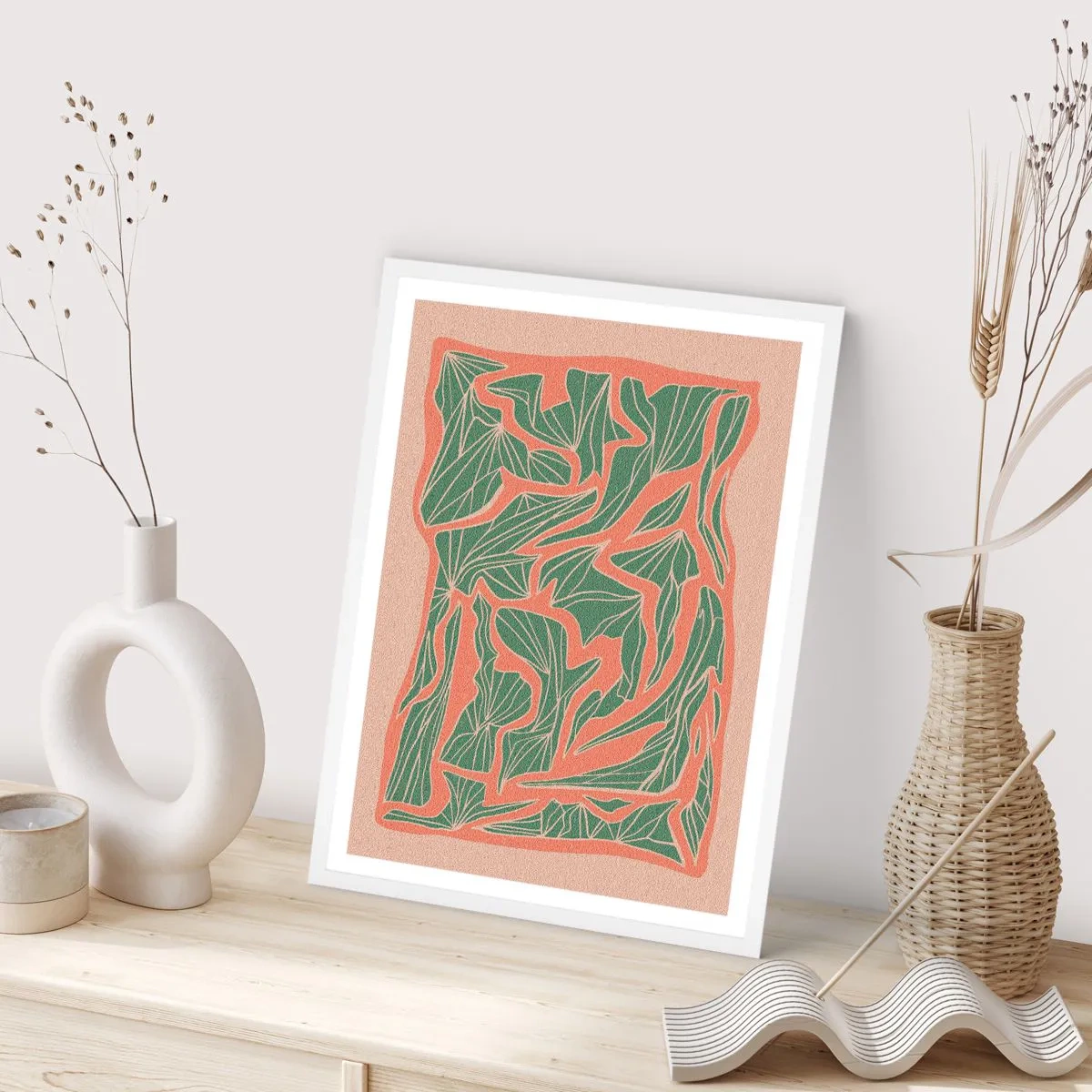 Poster in white frmae - Struggles of Colar and Green - 40x50 cm