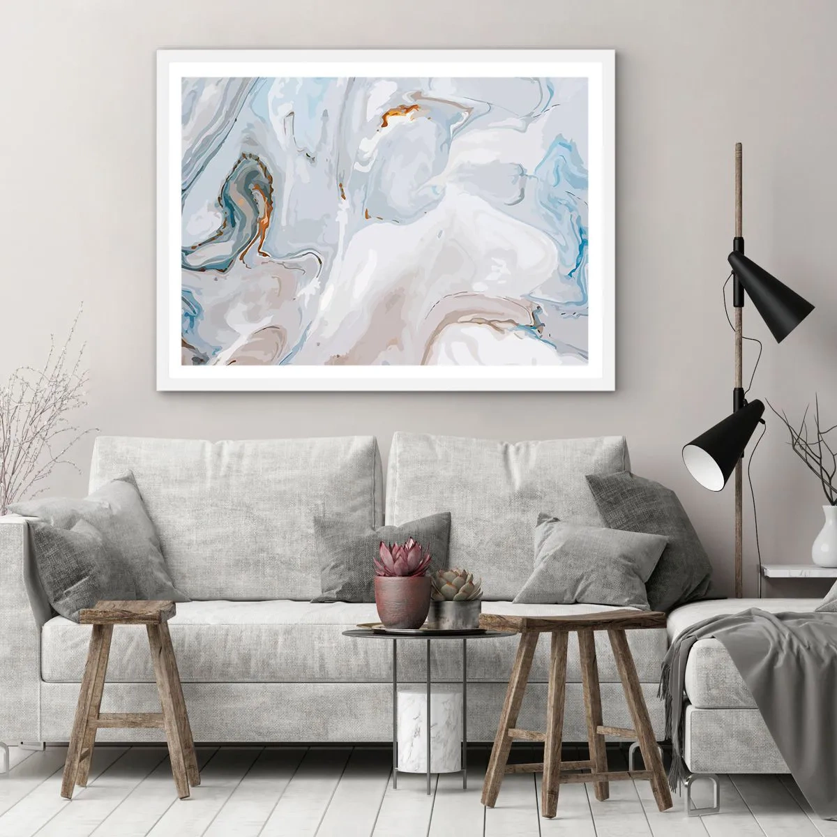 Poster in white frmae - White Fusion - 50x40 cm