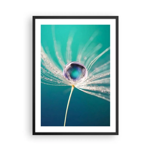 Poster in black frame - Macro photography of a water drop on a dandelion - 50x70cm - Mystical Moment - Modern wall decoration for the living room and bedroom ARTTOR
