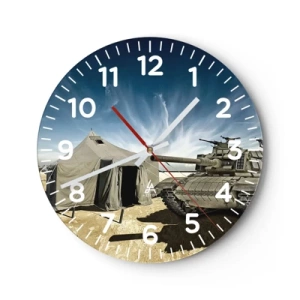 Wall clock - Clock on glass - Military Dream - 40x40 cm