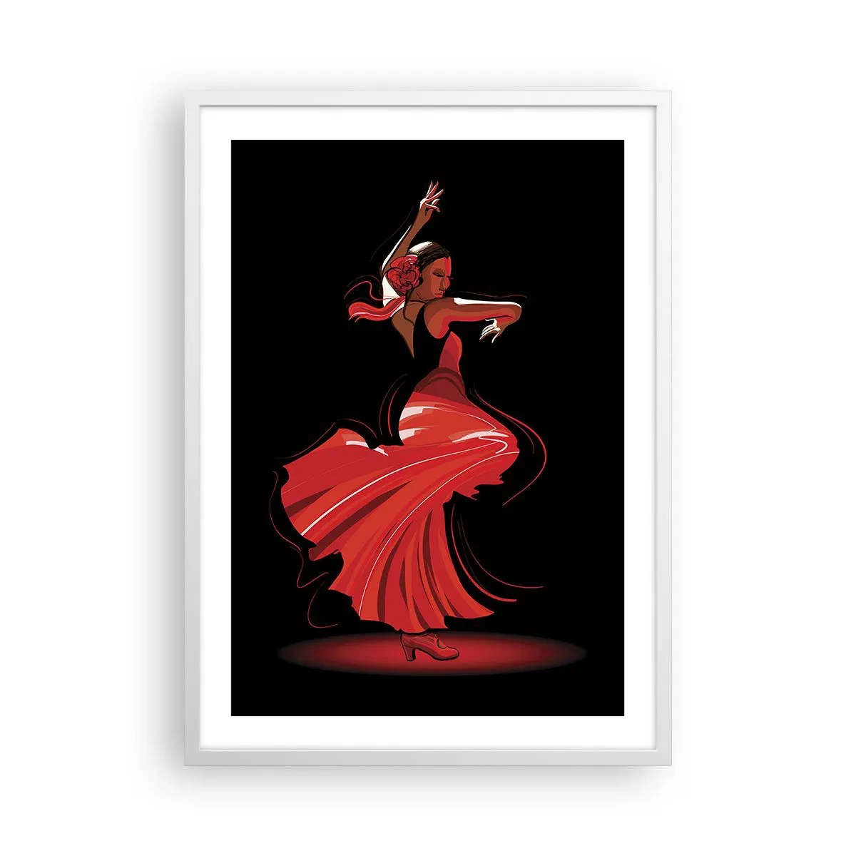 Poster in white frmae - Fiery Spirit of Flamenco - 50x70 cm
