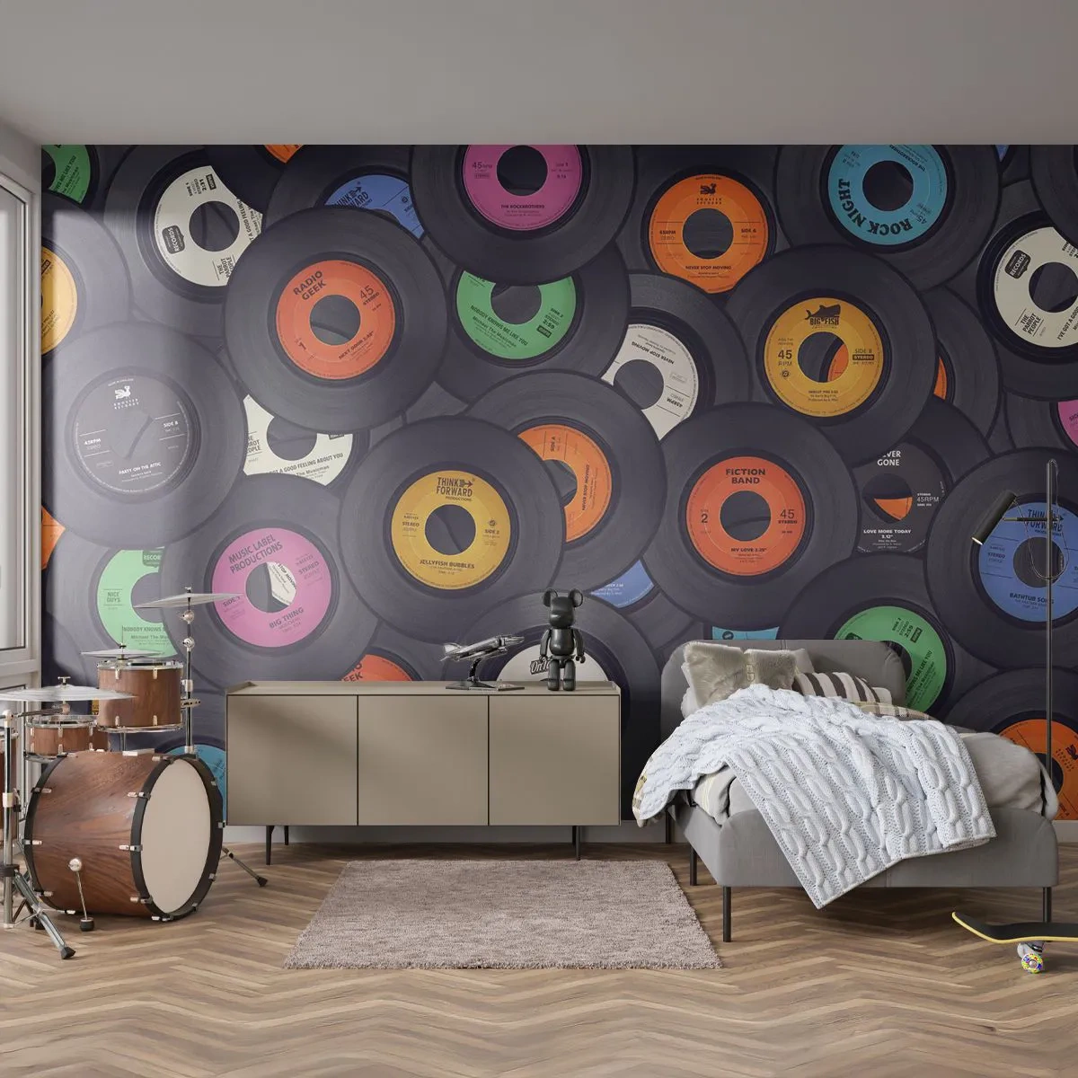 Self-Adhesive Photo Wallpaper Deluxe Sticker - Colours of Classics - Vinyl, Music, Vintage - 250x175 cm