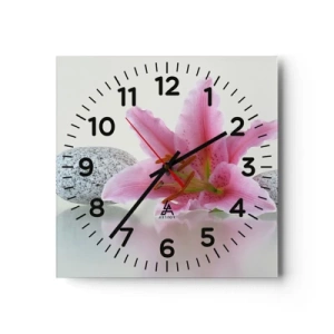 Wall clock - Clock on glass - Study in Pink, Grey and White - 40x40 cm