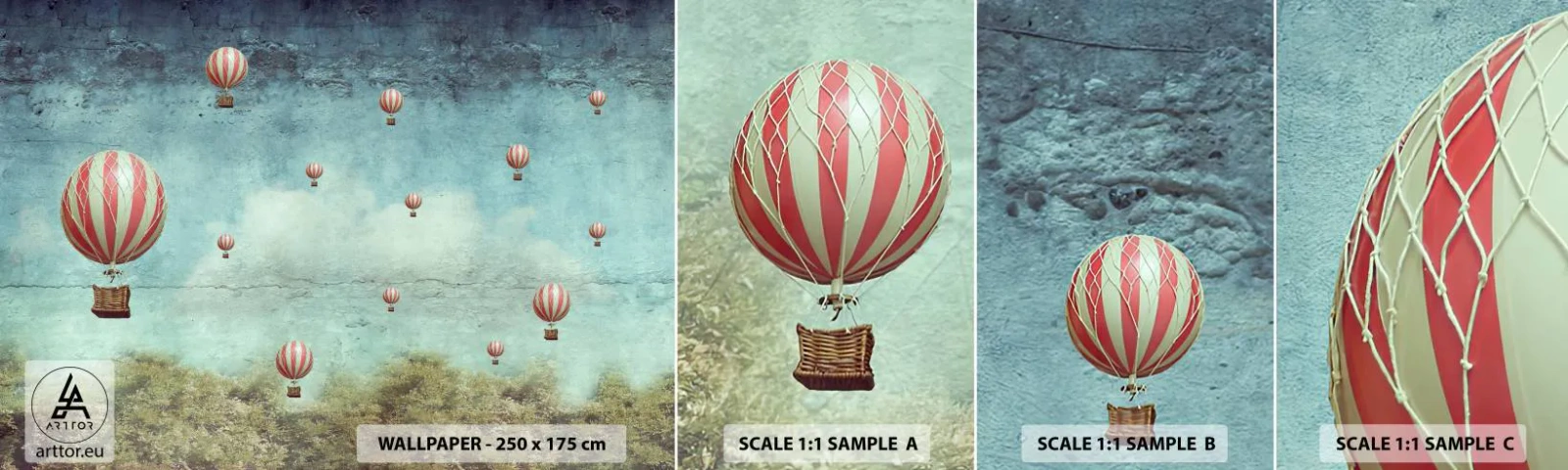 Photo Wallpaper Sample Standard Eco - Free from Noise of Life - Abstraction, Trip, Balloon flight - 100x30 cm