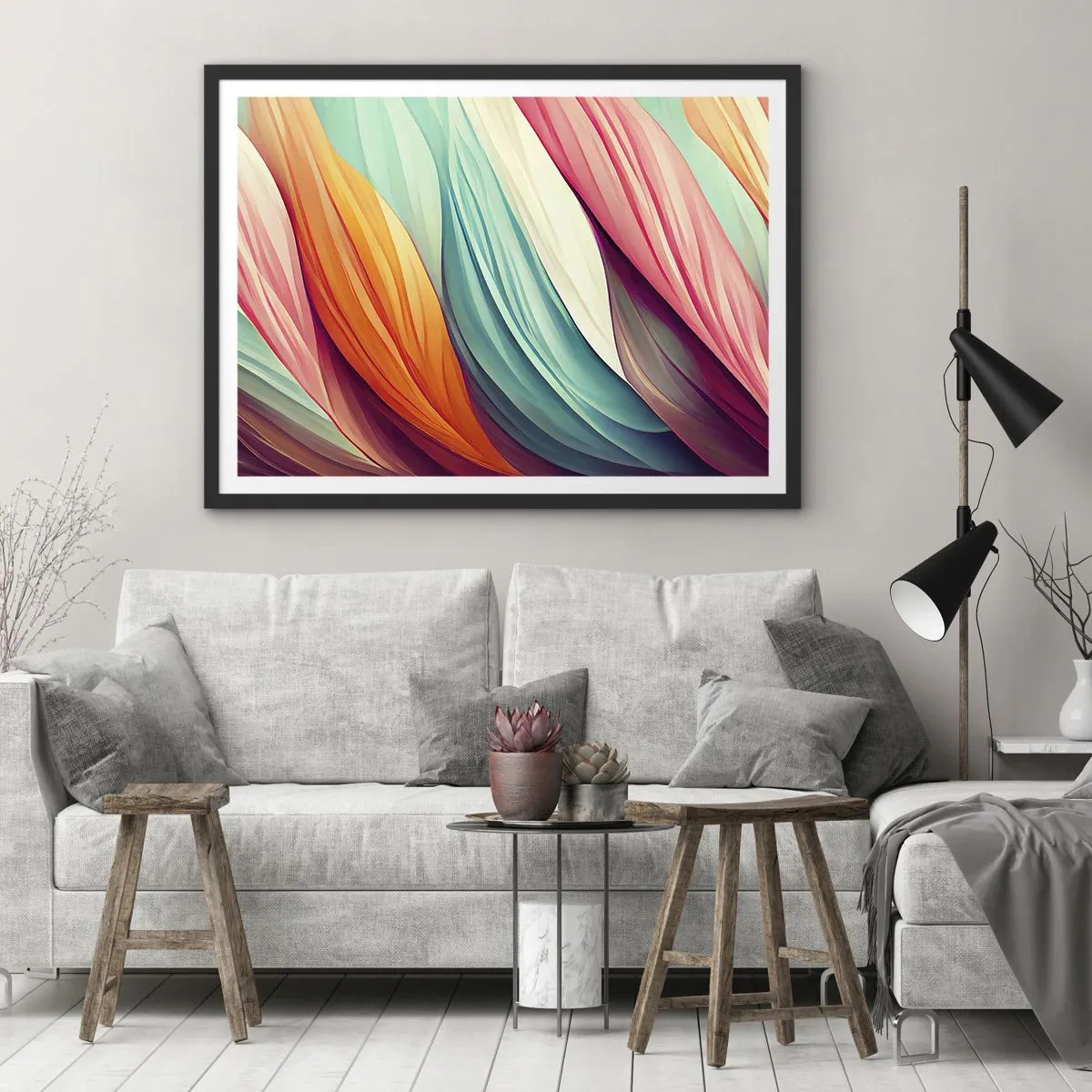 Poster in black frame - Rainbow Knot - 70x50 cm