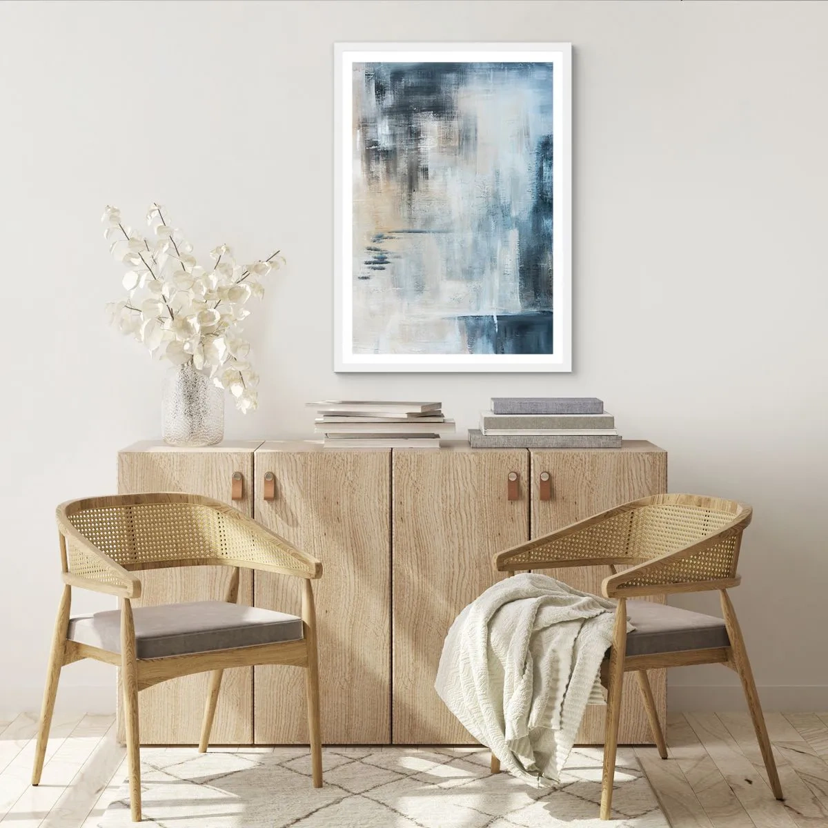 Poster in white frmae - Behind the Curtain of Blue - 61x91 cm