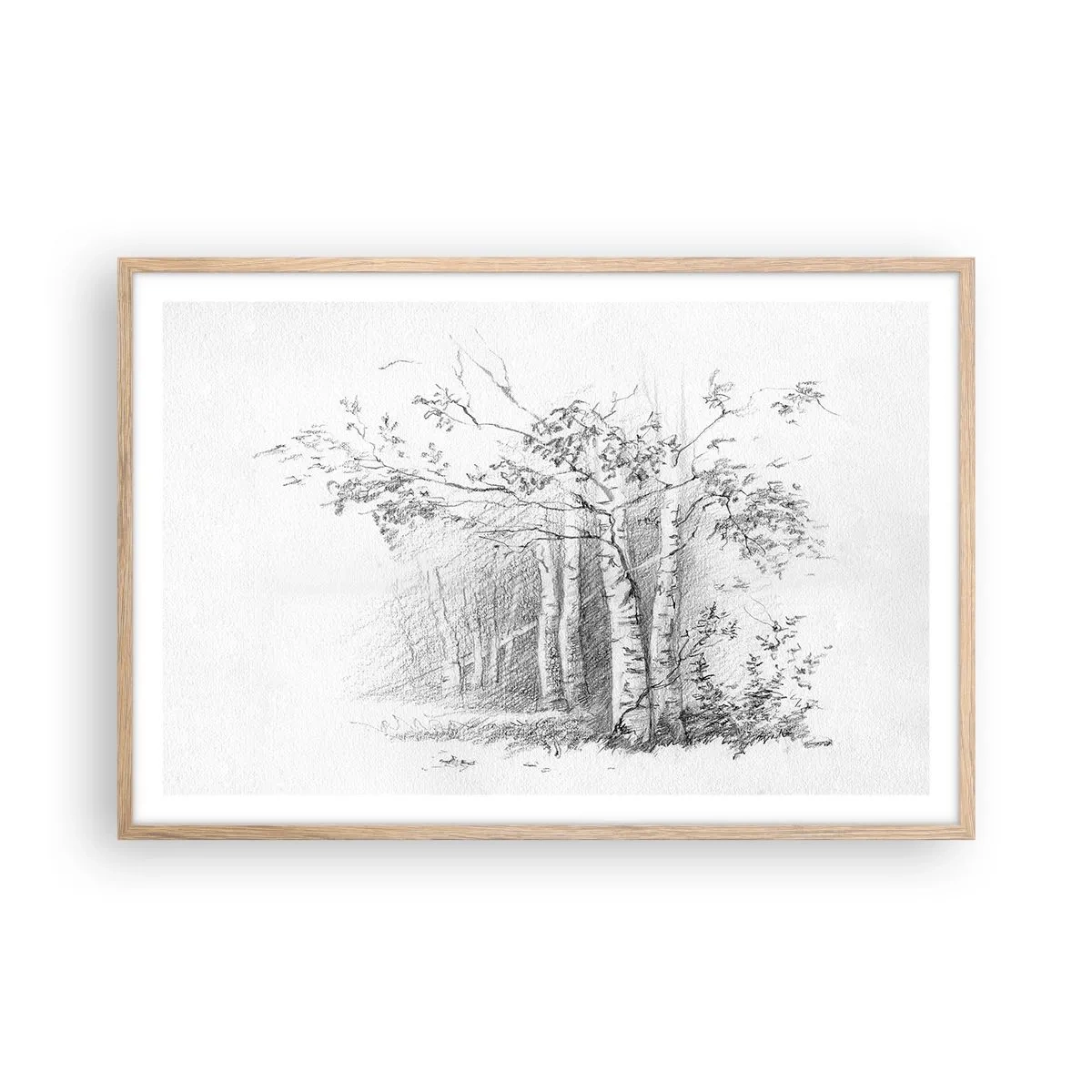 Poster in light oak frame - Holiday of Birch Forest - 91x61 cm