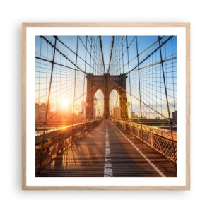 Poster in light oak frame - On a Golden Bridge - 60x60 cm