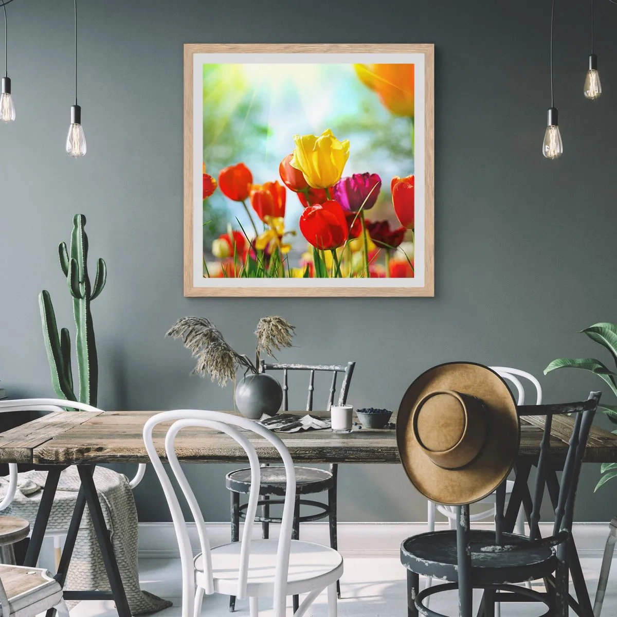 Poster in light oak frame - All Colours of the Sun - 40x40 cm