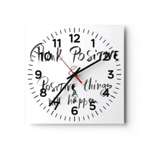 Wall clock - Clock on glass - How to Live? - 40x40 cm