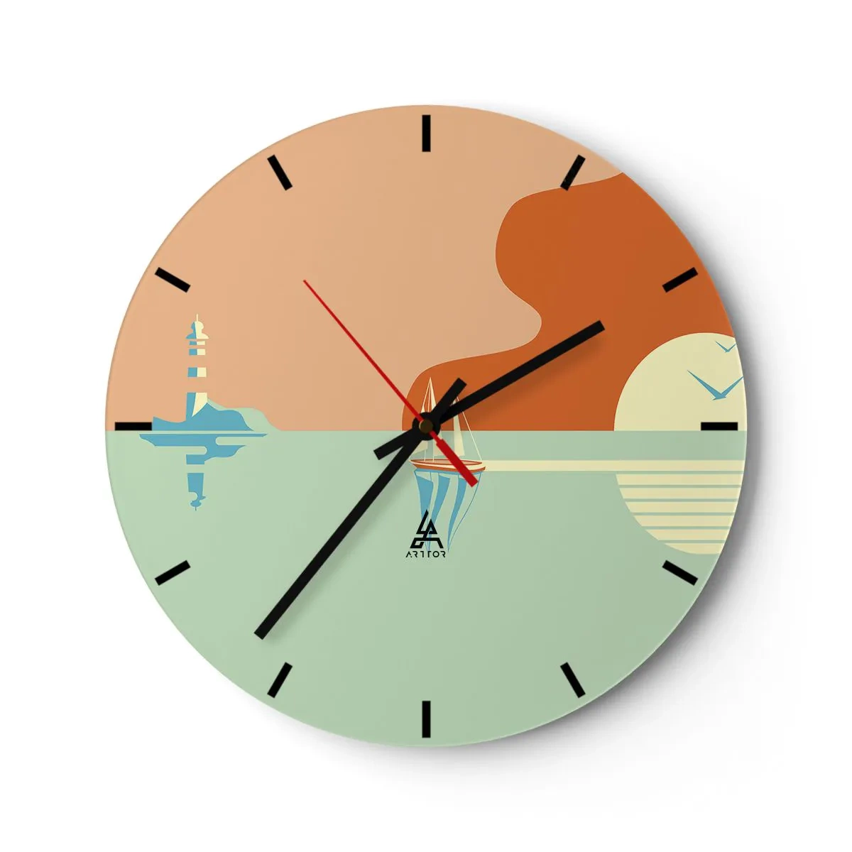 Wall clock - Clock on glass - Ideal Sea Landscape - 40x40 cm