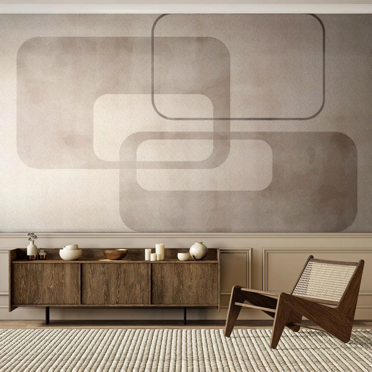 Photo Wallpaper Premium Sand - Geometrical Grout - Shapes, Minimalism, Bright - 100x70 cm