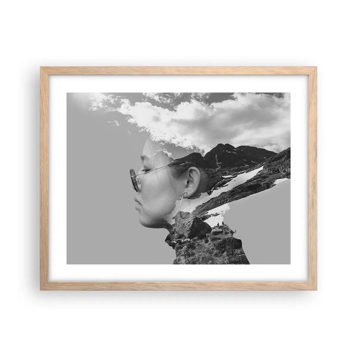 Poster in light oak frame - Cloudy Portrait - 50x40 cm