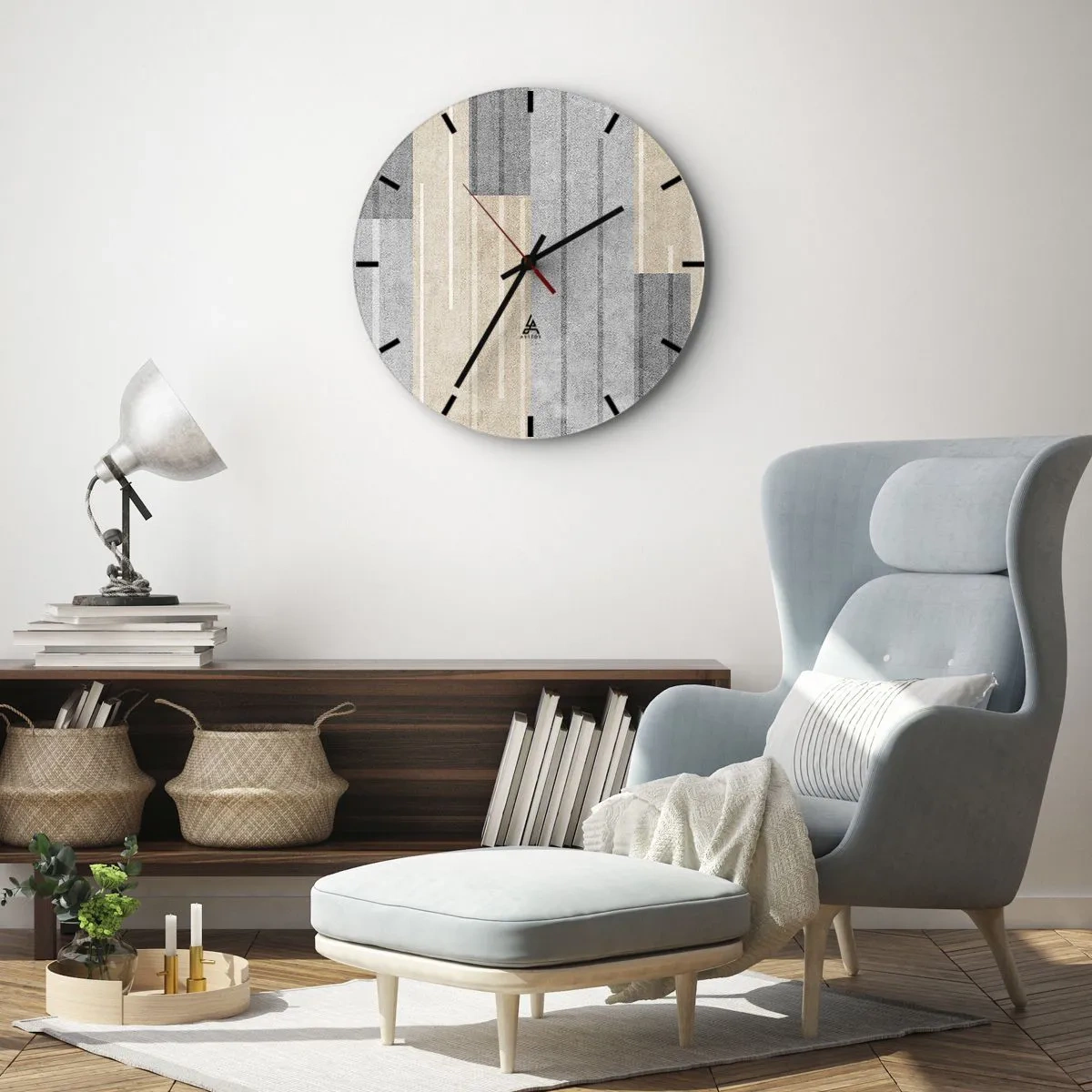Wall clock - Clock on glass - Composition: Keep Upright - 30x30 cm