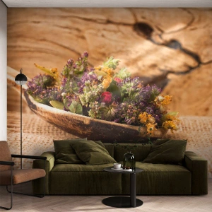 Photo Wallpaper Standard Eco - Colourful Flowers and Fragrant Herbs - Nature, Dried Herbs, Kitchen - 500x350 cm