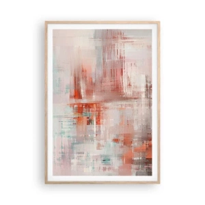 Poster in light oak frame - Foggy but Pink - 70x100 cm