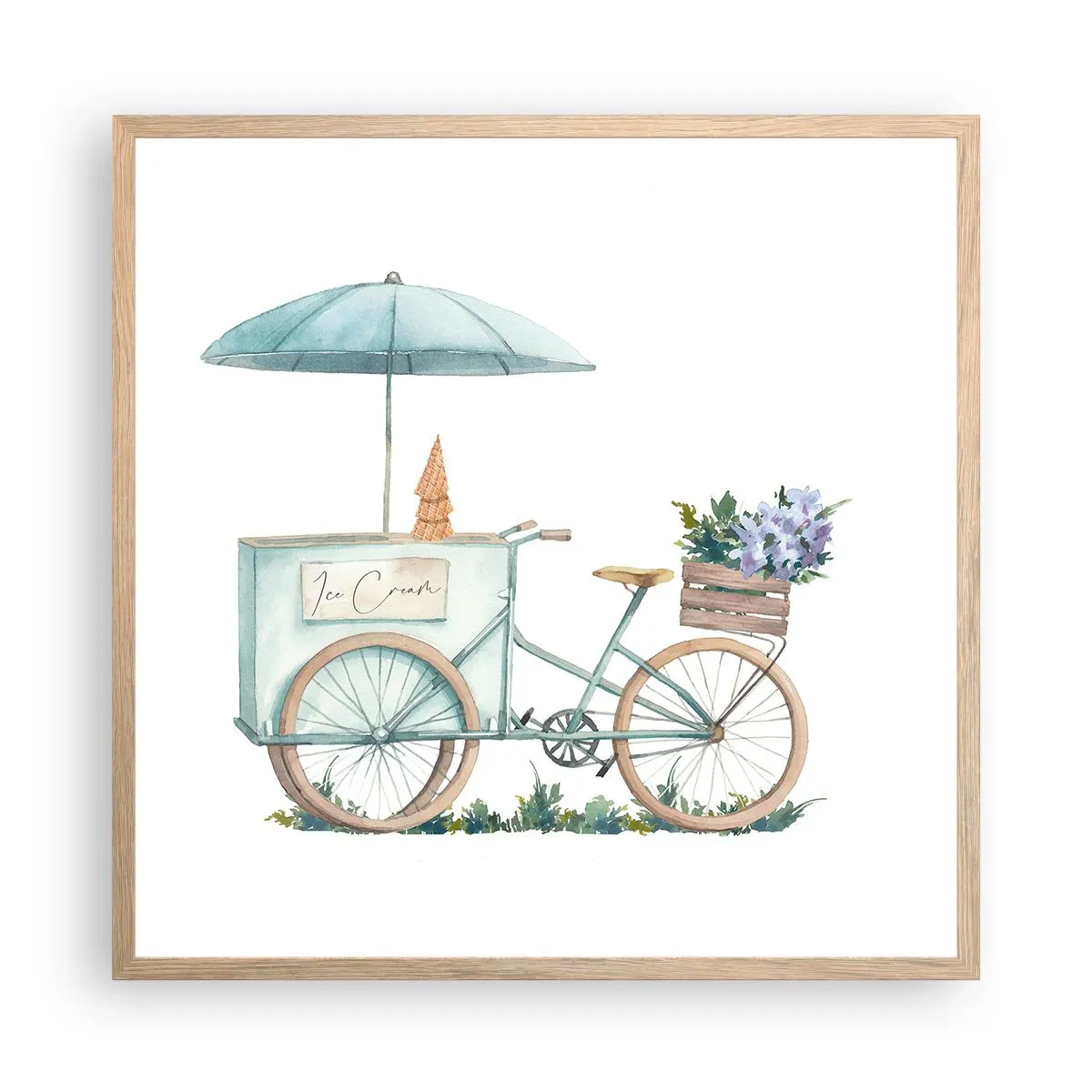 Poster in light oak frame - Sweet Memory of the Summer - 60x60 cm