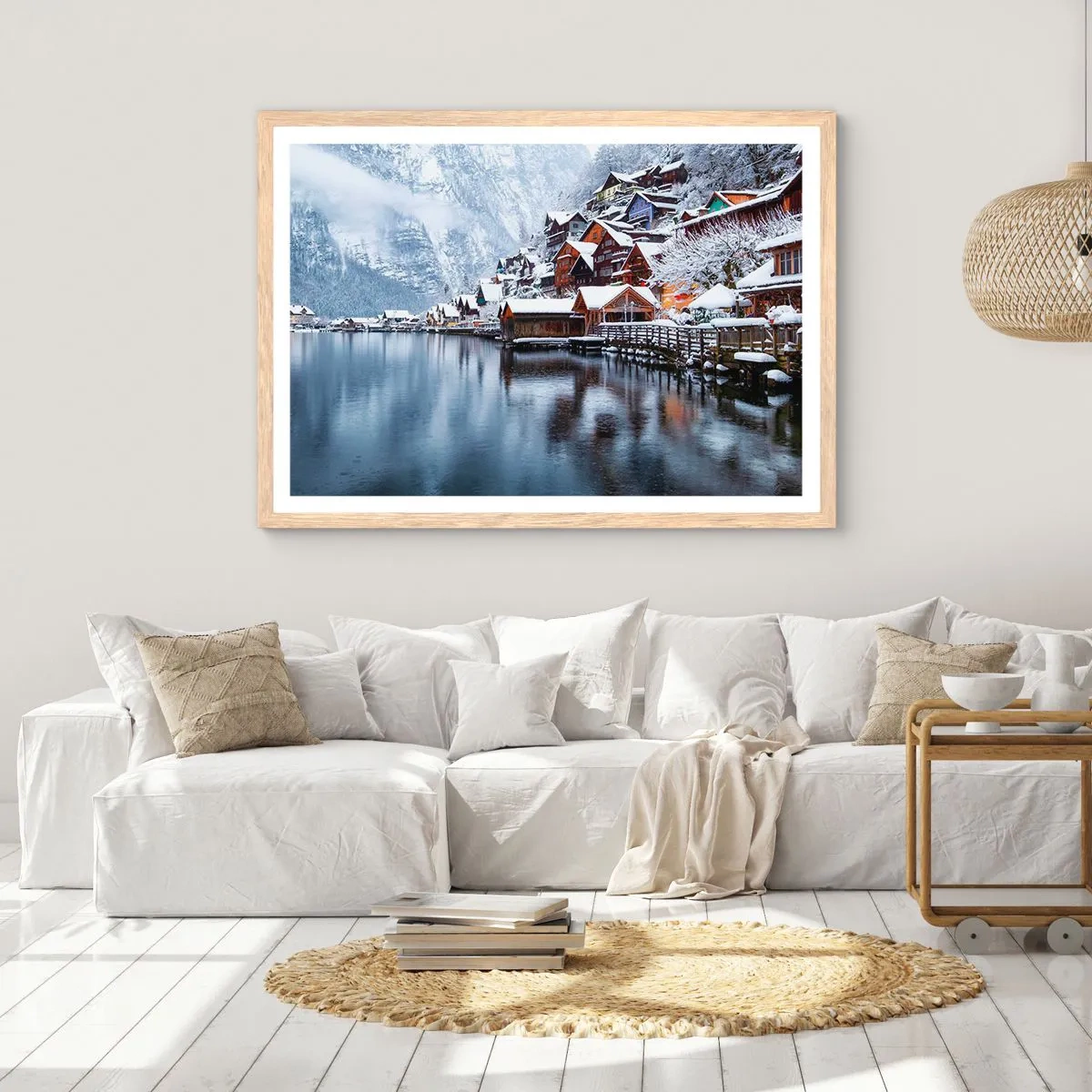 Poster in light oak frame - In Winter Decoration - 100x70 cm