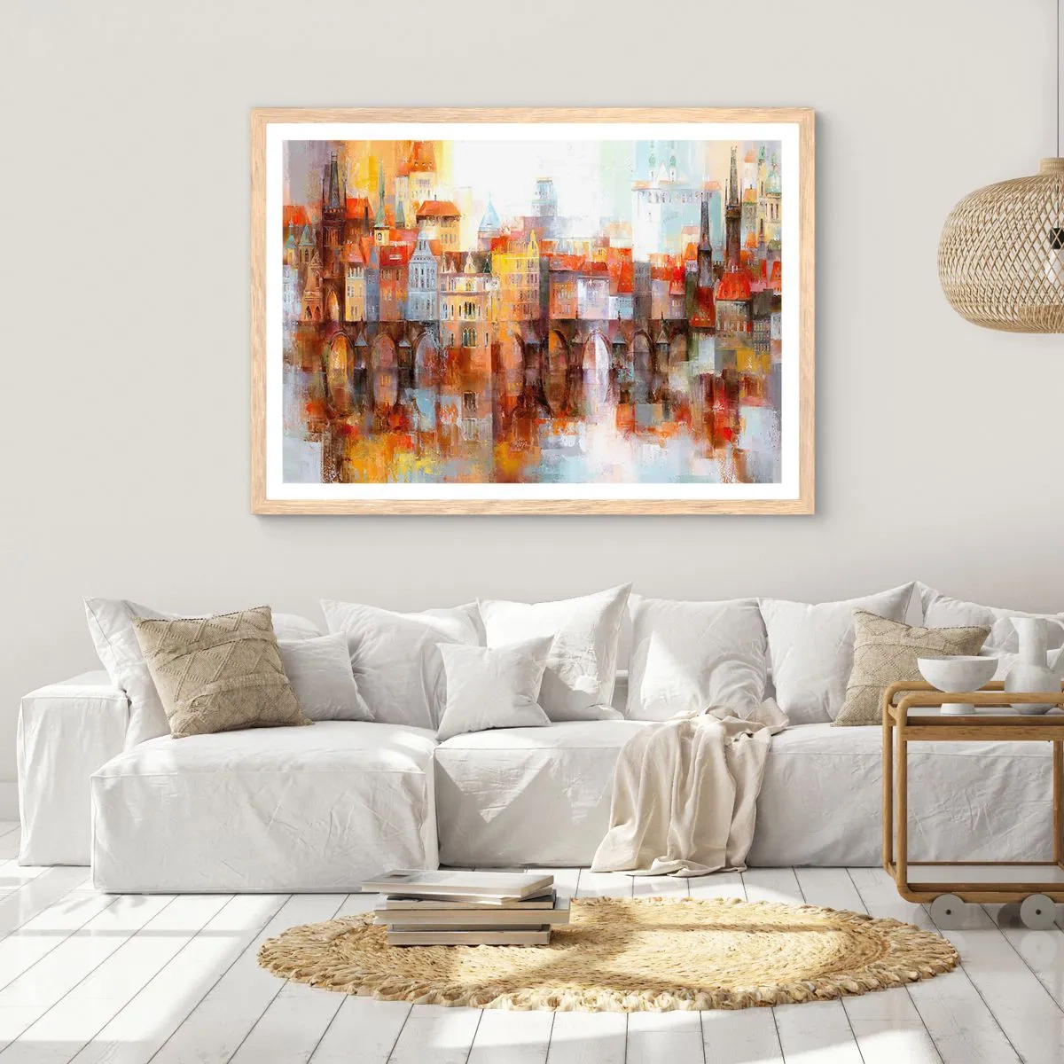 Poster in light oak frame - Under The Bridge It Is Also Pretty - 100x70 cm