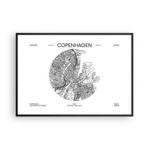 Poster in black frame - Anatomy of Copenhagen - 100x70 cm