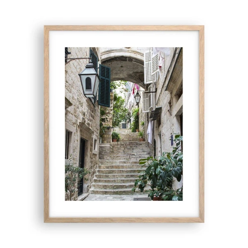 Poster in light oak frame - Charming Alley - 40x50 cm