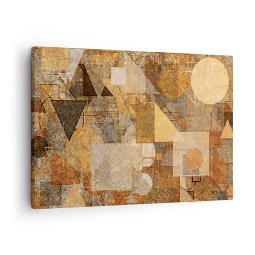 Canvas picture - Abstract geometric figures in warm shades - 70x50cm - Cubist Study in Brown - Modern wall decoration for the living room and bedroom ARTTOR