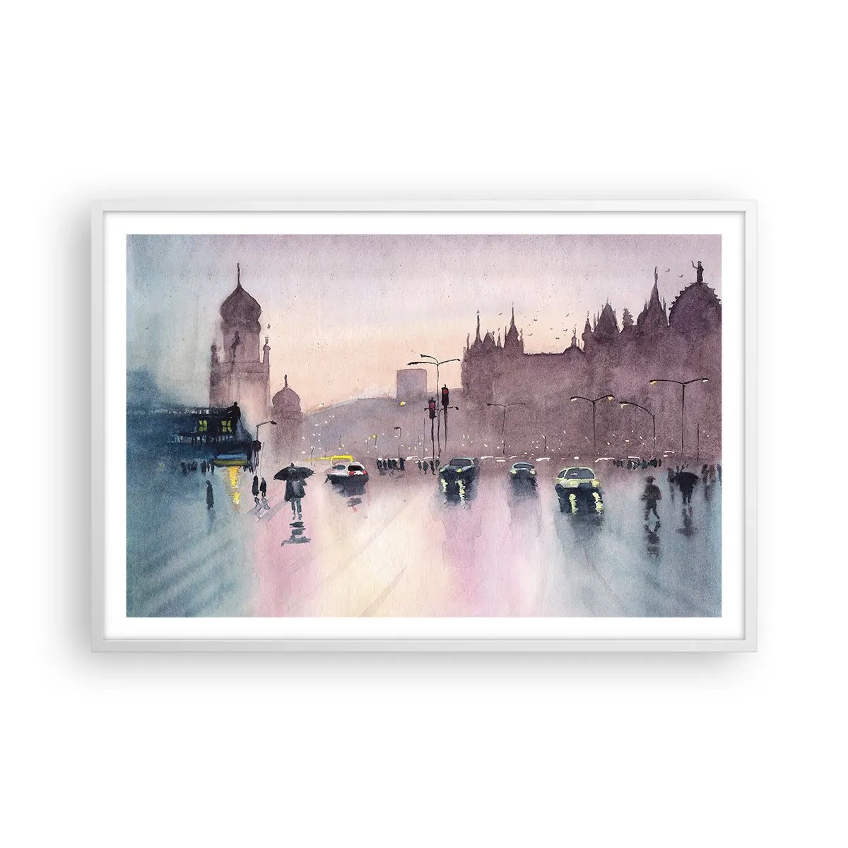 Poster in white frmae - In a Rainy Fog - 91x61 cm
