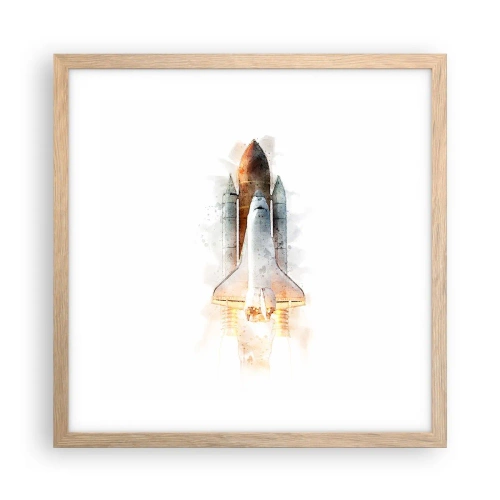 Poster in light oak frame - Explorers Get Ready - 40x40 cm