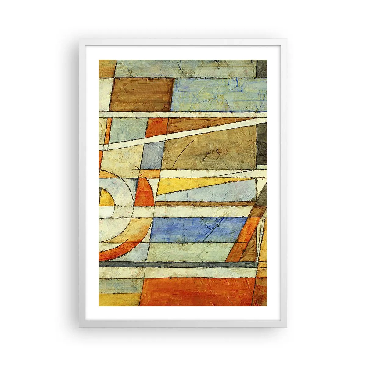 Poster in white frmae - Cubism on a Construction Site - 50x70 cm