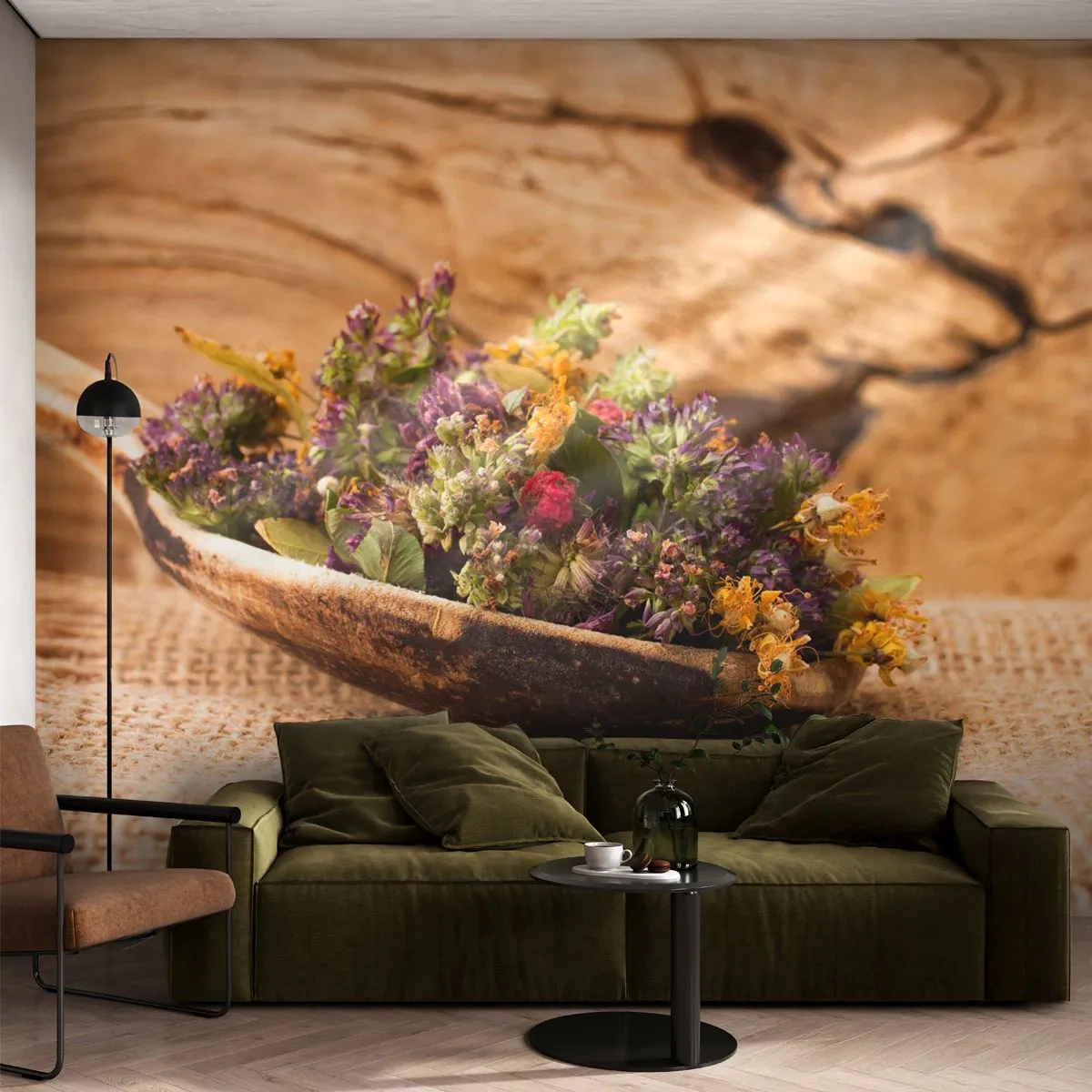 Self-Adhesive Photo Wallpaper Deluxe Sticker - Colourful Flowers and Fragrant Herbs - Nature, Dried Herbs, Kitchen - 250x175 cm