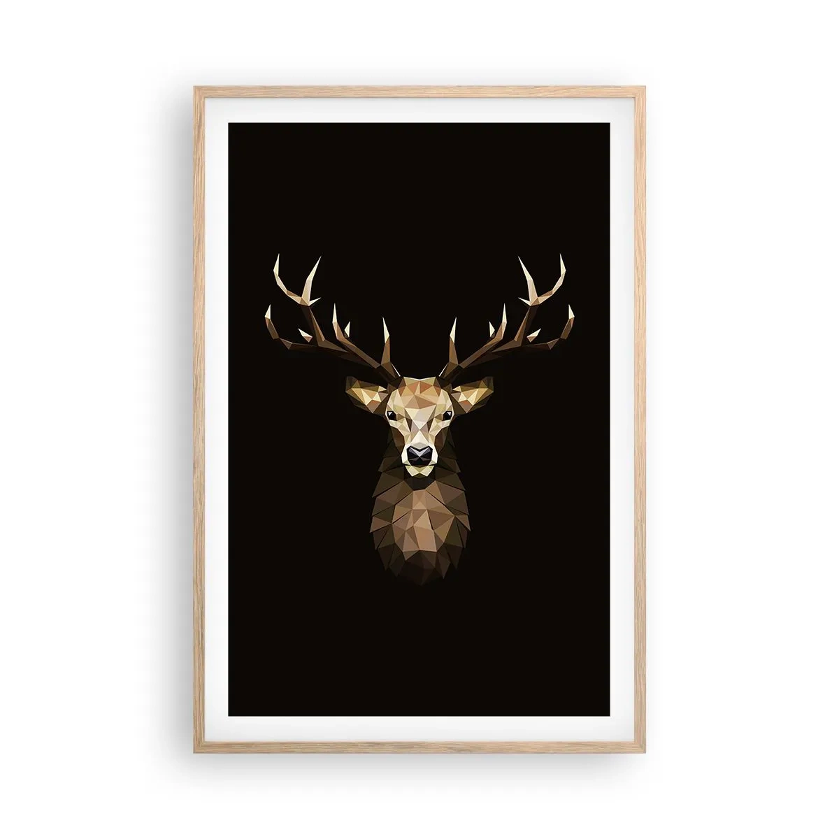 Poster in light oak frame - Cubist Deer - 61x91 cm