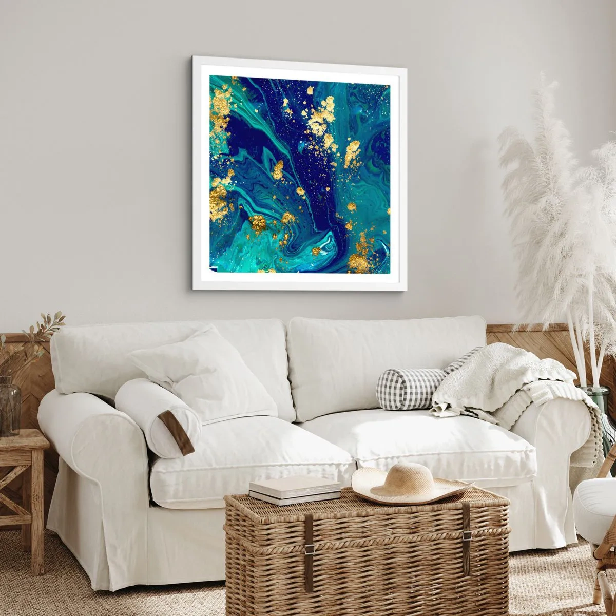 Poster in white frmae - Sun Flakes - 40x40 cm