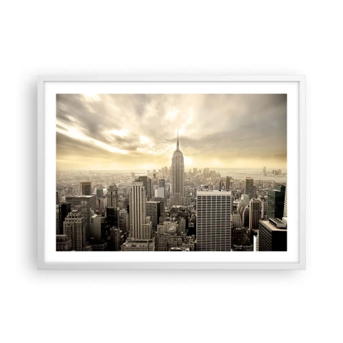 Poster in white frmae - New York Woven in Grey - 70x50 cm