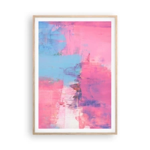 Poster in light oak frame - Pink, Blue and a Pinch of Light - 70x100 cm