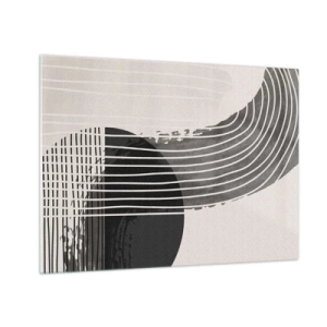 Glass picture - Black and white abstraction with lines and geometric shapes - 70x50cm - There and Back - Modern wall decoration for the living room and bedroom ARTTOR