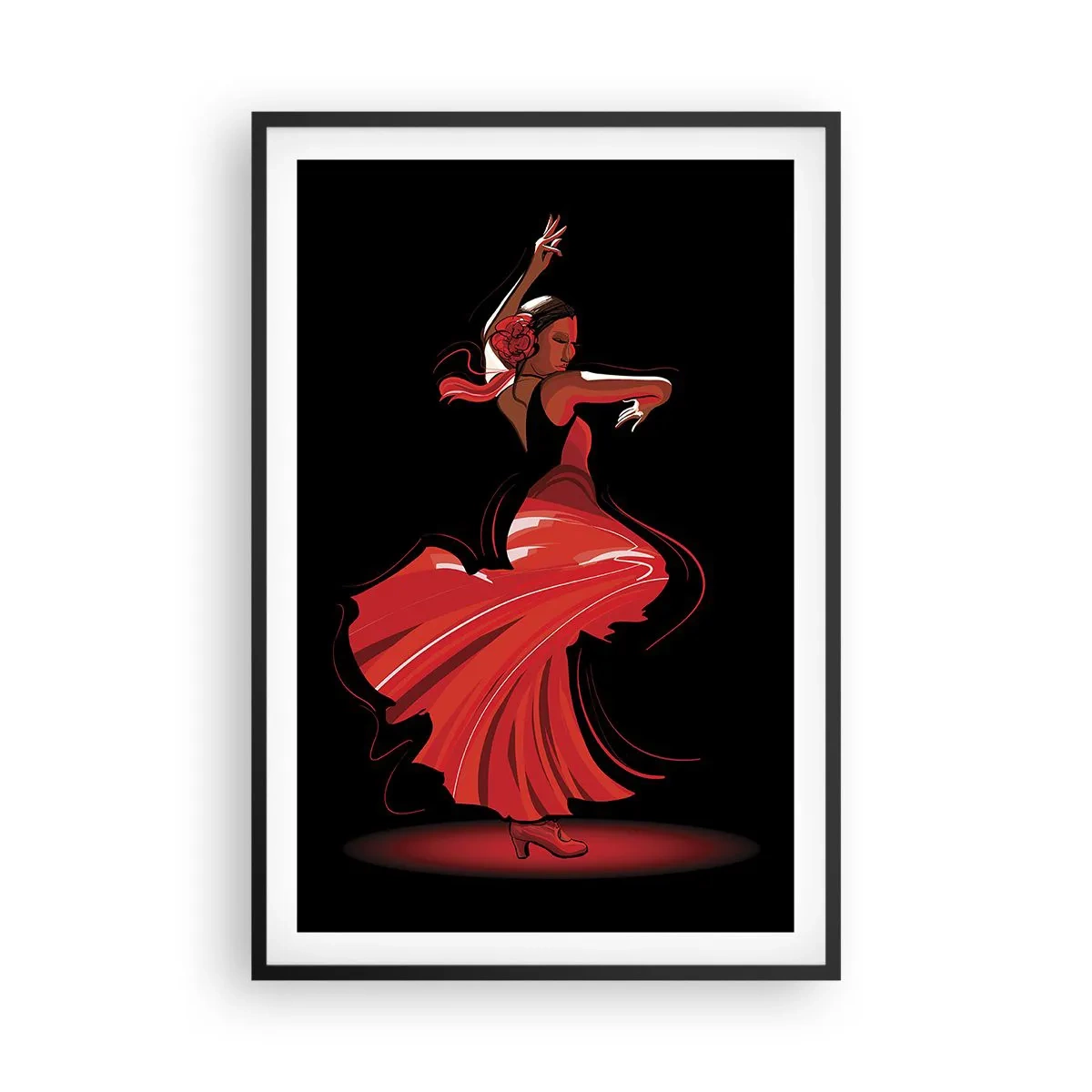 Poster in black frame - Fiery Spirit of Flamenco - 61x91 cm