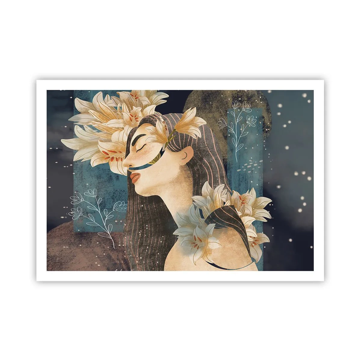Poster - Tale of a Queen with Lillies - 100x70 cm