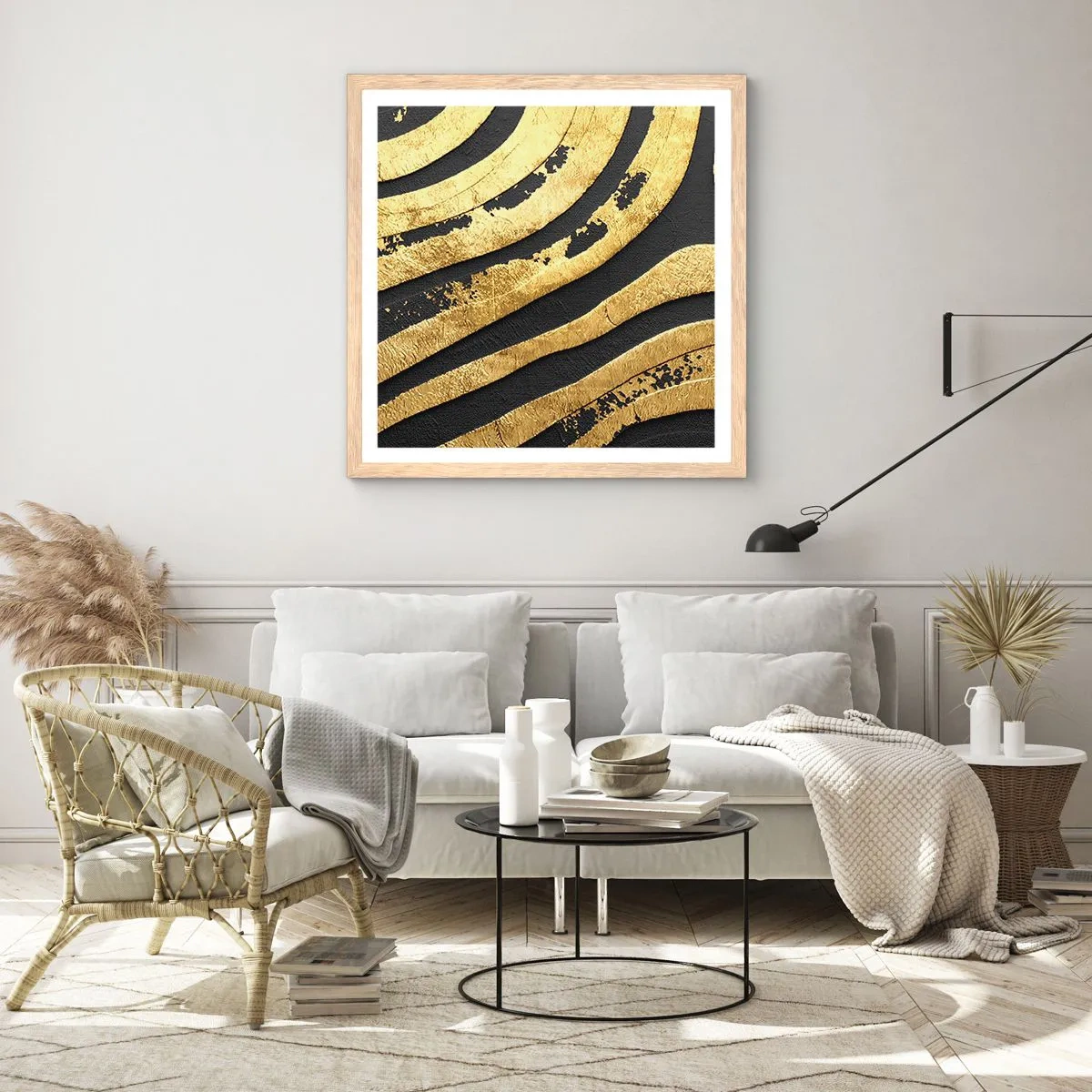 Poster in light oak frame - Everything Flows - 30x30 cm