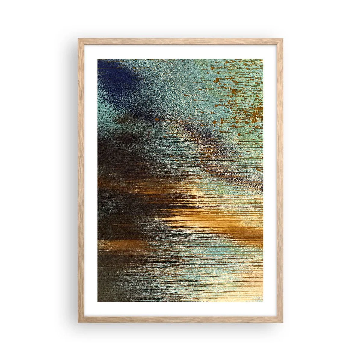 Poster in light oak frame - Non-accidental Colourful Composition - 50x70 cm