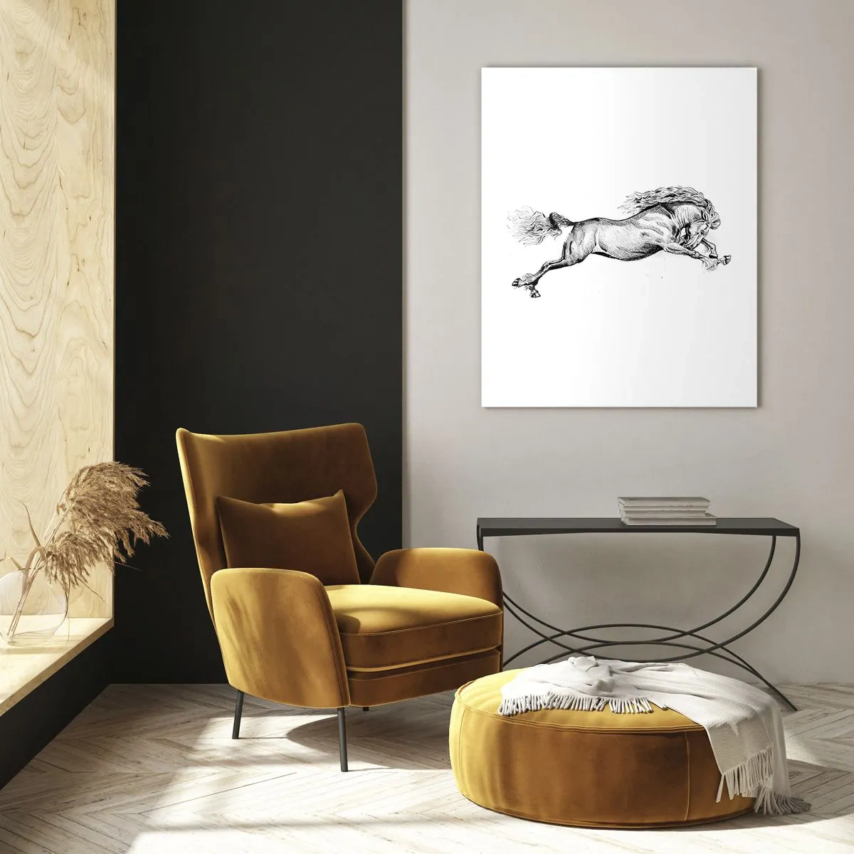 Glass picture - Stopped at a Gallop - 50x70 cm