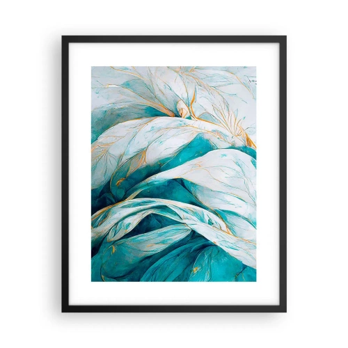 Poster in black frame - Blue Abstract with a Golden Motif - 40x50 cm