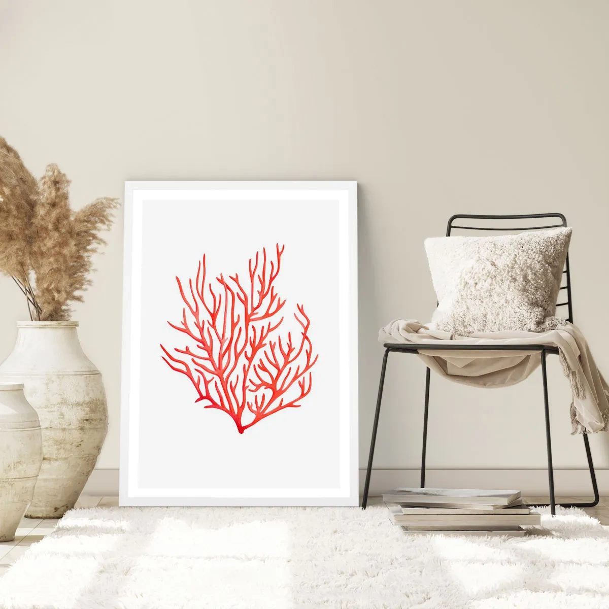 Poster in white frmae - Coral Filigree - 50x70 cm