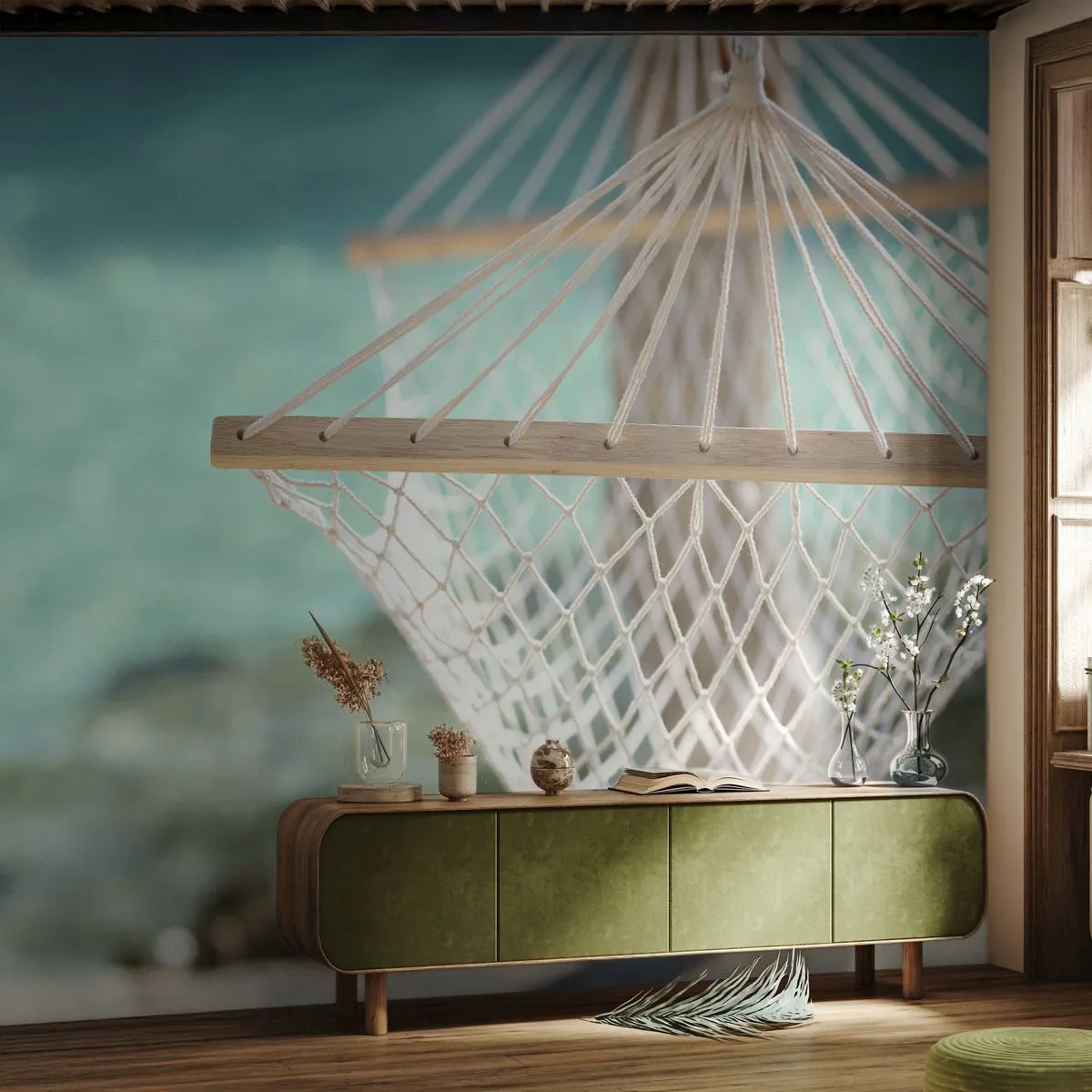 Photo Wallpaper Premium Canvas - Relax Time - Hammock, Beach, Travels - 500x350 cm