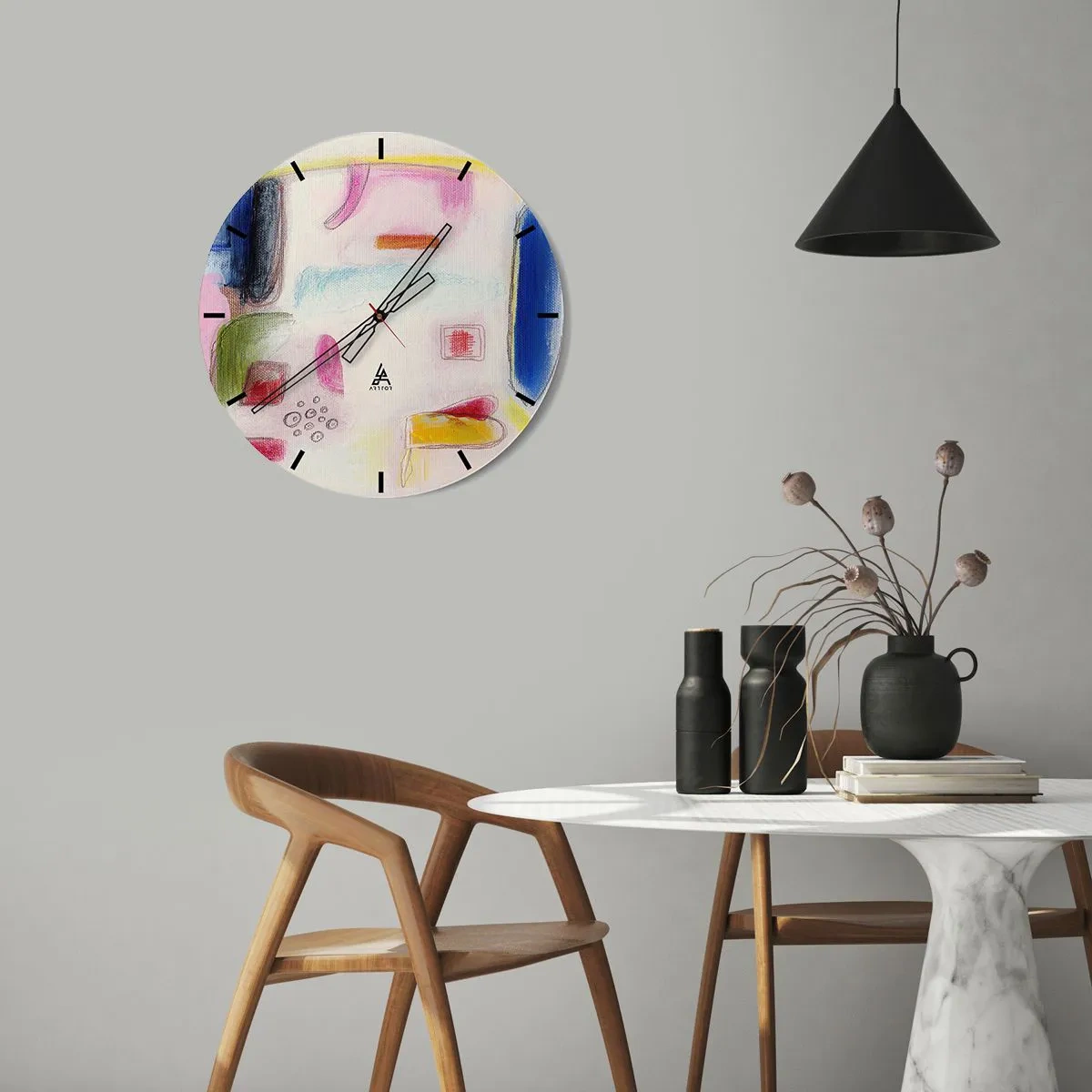 Wall clock - Clock on glass - More Convex than Concave or Flat - 30x30 cm
