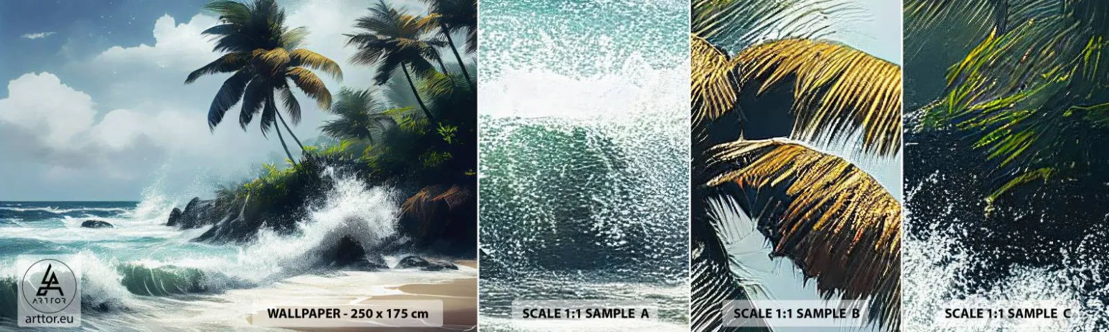 Photo Wallpaper Sample Standard Eco - On a Tropical Shore - Beach, Tropical, Palm - 100x30 cm