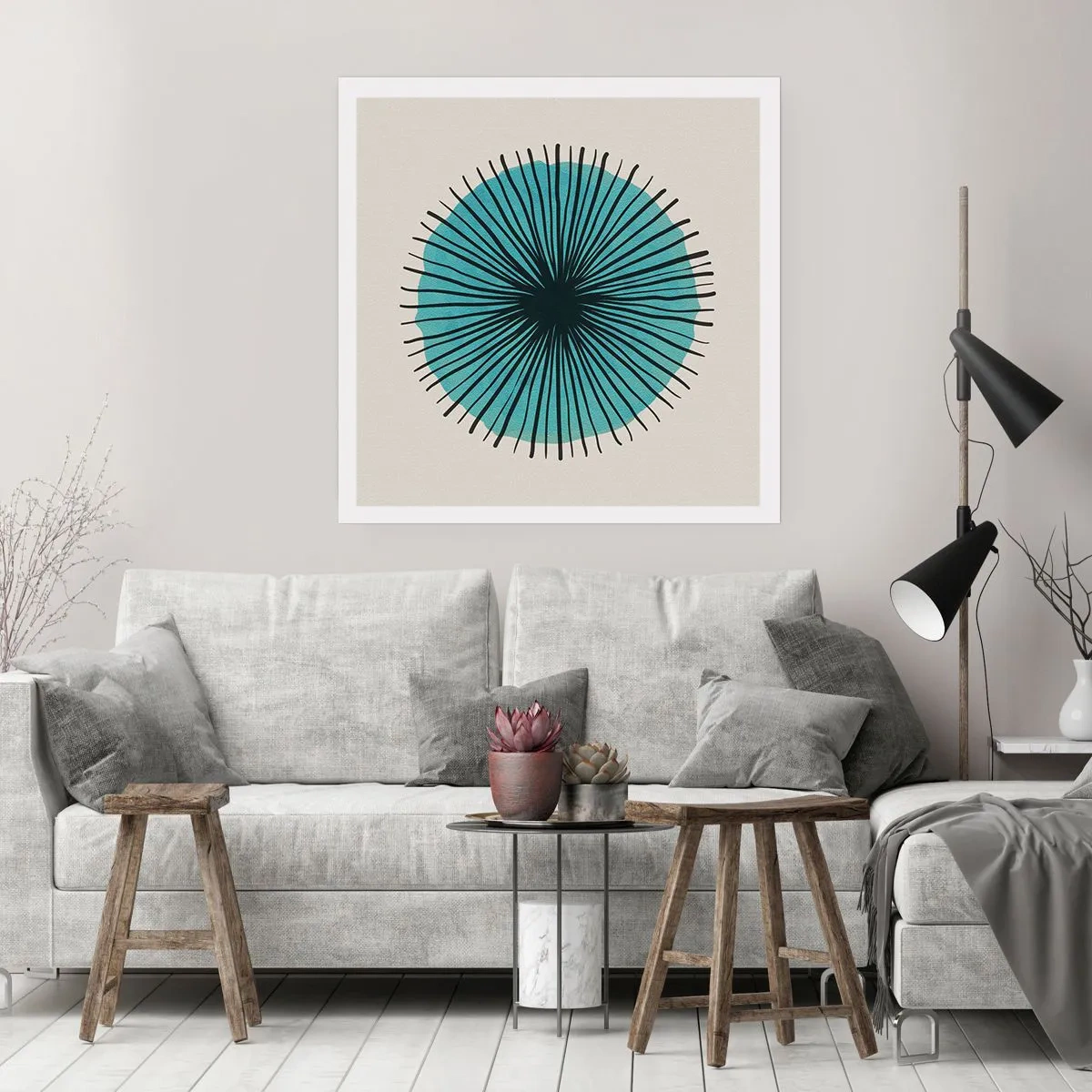Poster - Rays on Blue - 30x30 cm
