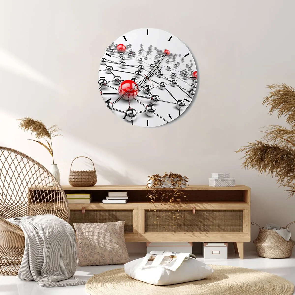Wall clock - Clock on glass - Silver Net - 40x40 cm