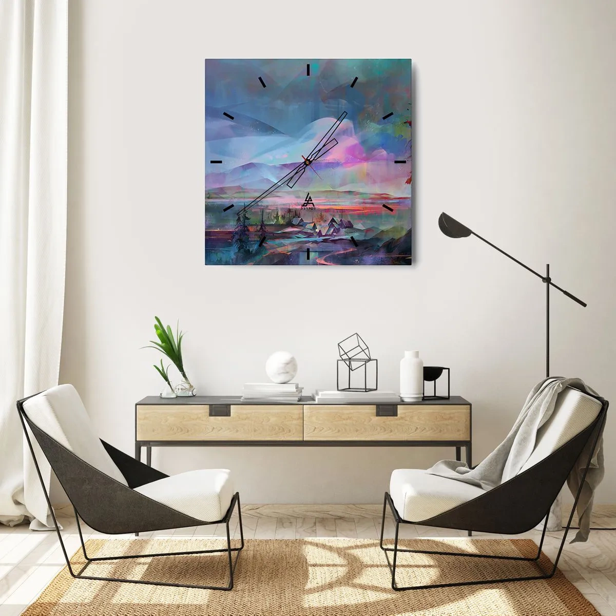 Wall clock - Clock on glass - Under Gentle Sky - 30x30 cm