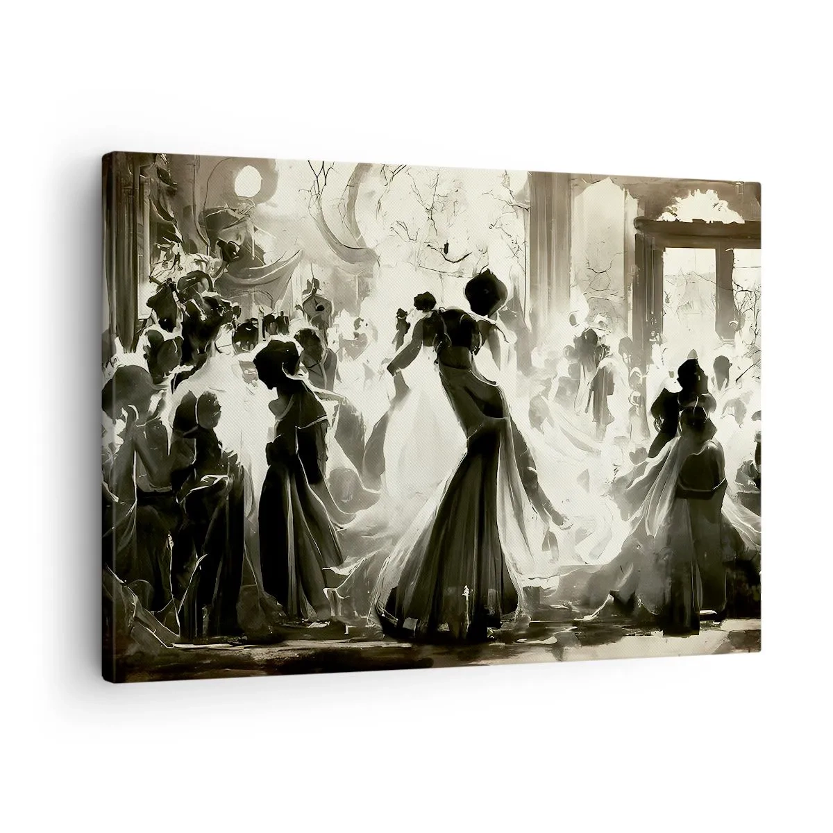 Canvas picture - Retro-style ball in black and white - 70x50cm - Big Masquerade - Modern wall decoration for the living room and bedroom ARTTOR