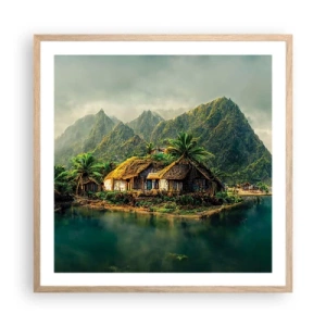 Poster in light oak frame - Tropical Paradise - 60x60 cm